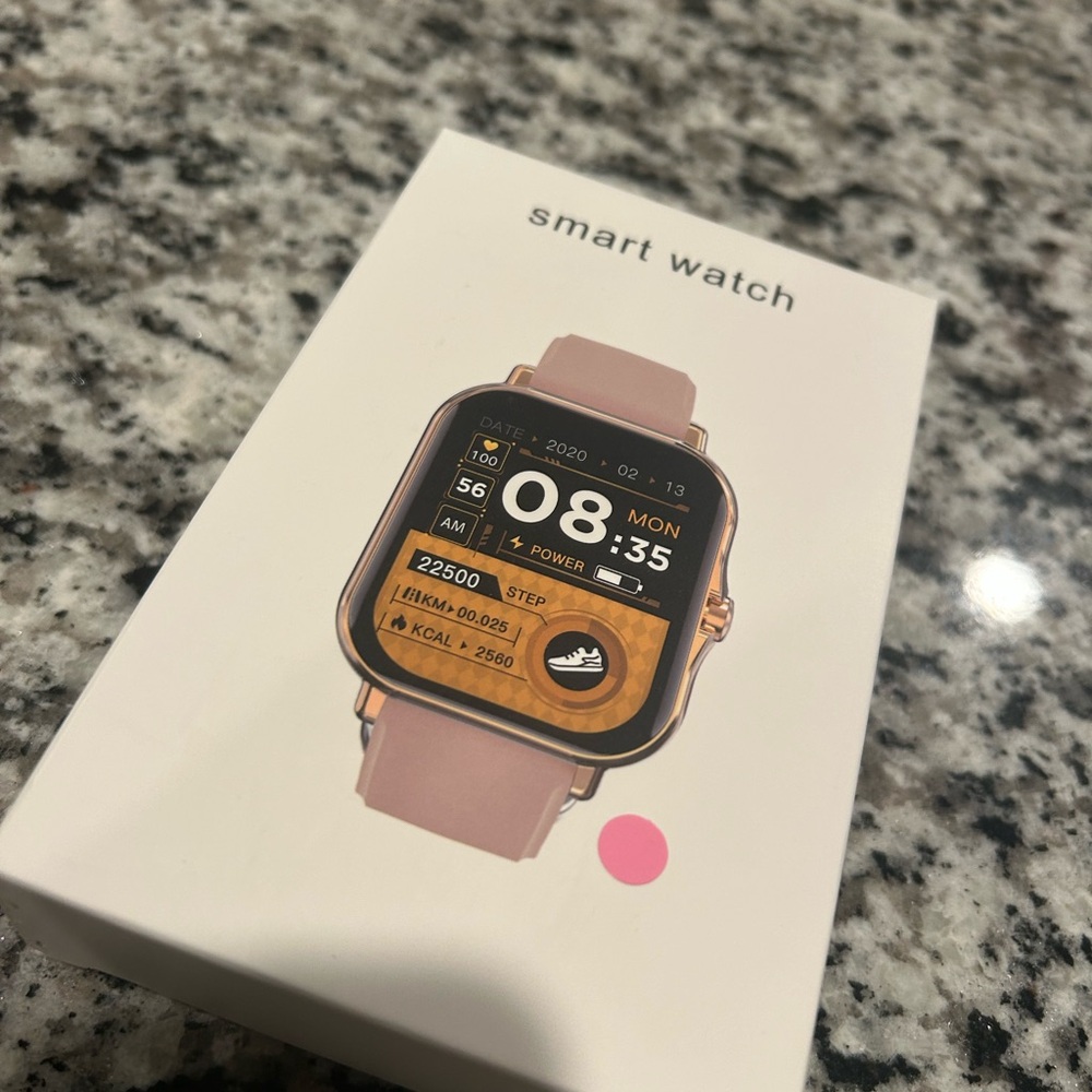 Pink Smartwatch with Square Display and Silicone Band